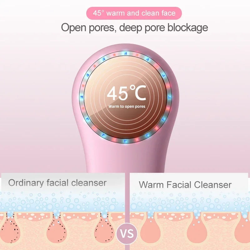 🔵 Silicone Ultrasonic Vibration Facial Cleansing Brush - Deep Pores Cleansing & Skin Massage - Cyprus