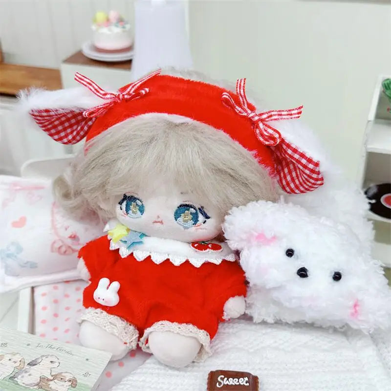 10cm sevimli tatlı kiraz kırmızısı set peluş bebek kawaii doldurulmuş yumuşak idol pamuk bebek diy giysileri aksesuar kızlar için hayranları hediyeler