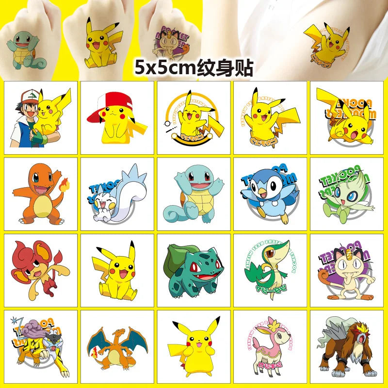 🔵 Pokemon Pikachu Tattoo αυτοκόλλητα & anime δράση στοιχεία - Διασκέδαση δώρο για παιδιά γενεθλίων Xmas - Κύπρο