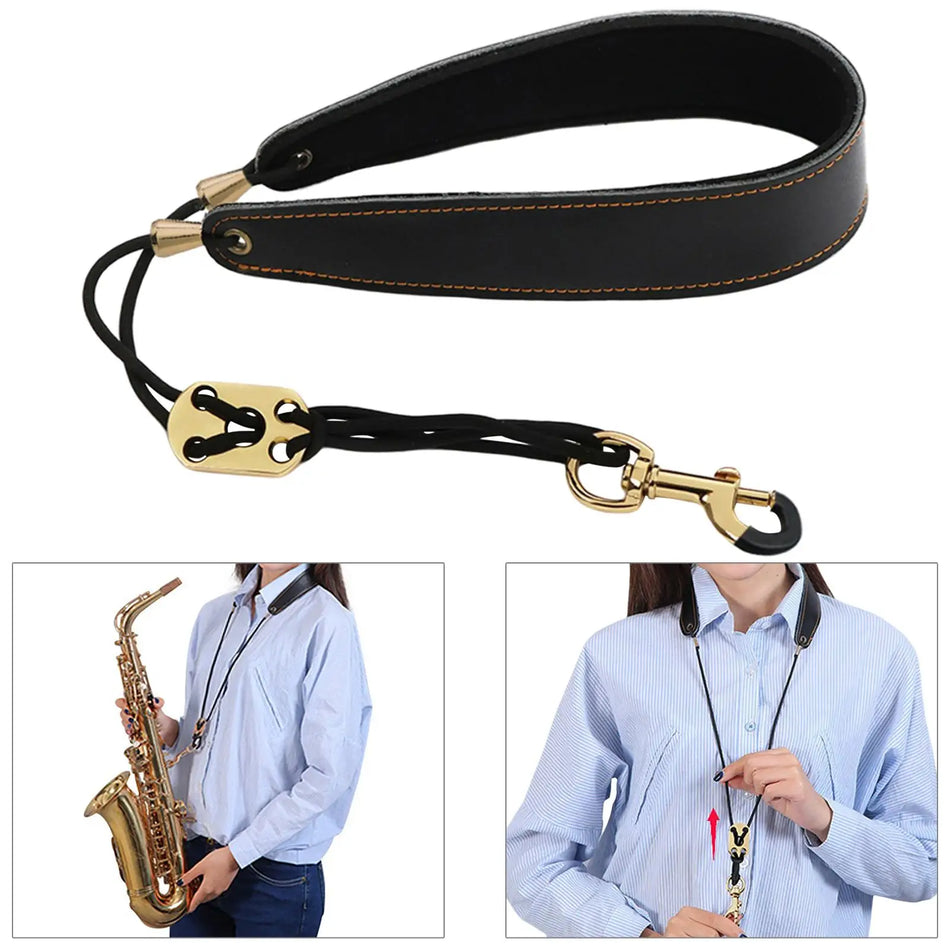 Adjustable Leather Sax Neck Strap: Comfort and Support for Saxophone Players