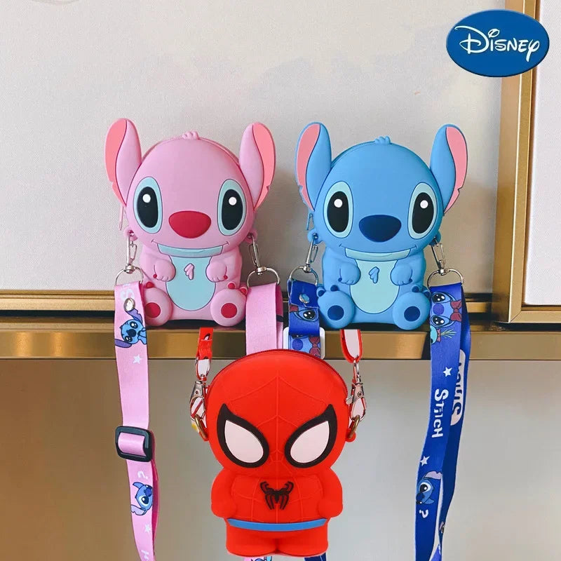 Spider Man Stirch Umhängetasche wasserdichte Silikonbeutel Baby Mädchen Kindergarten Primärmünze Geldbeutel Cartoon Bag Aufbewahrungstasche