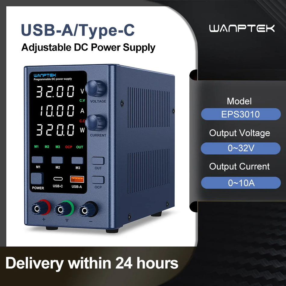 Wanptek 32V 10A Alimentation CC réglable avec une fonction de charge et de mémoire rapide