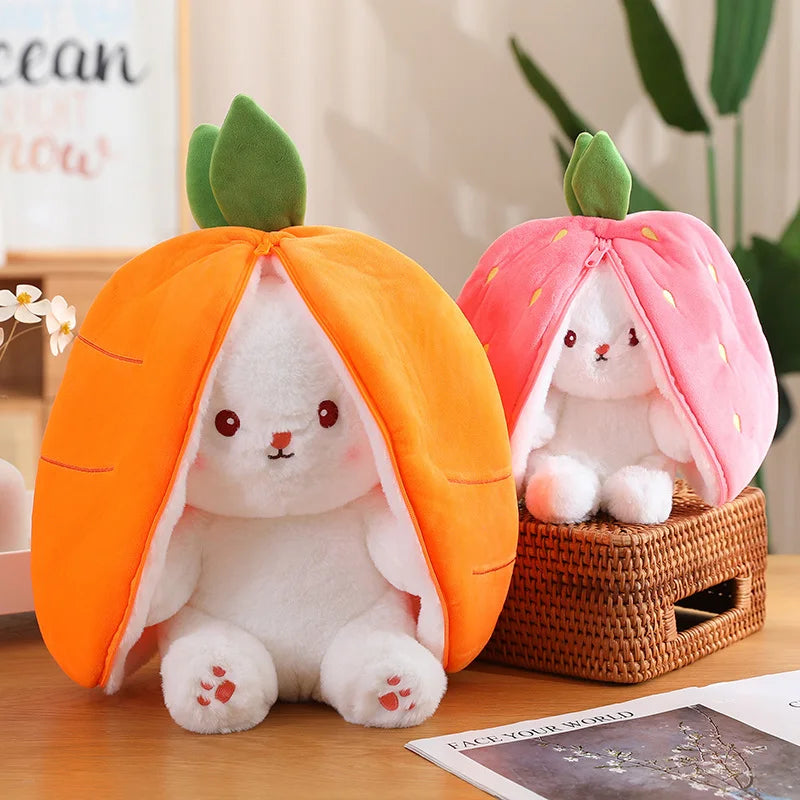 PLUSH CARROT & Strawberry Rabbit Doll - Kawaii Animal Pillow