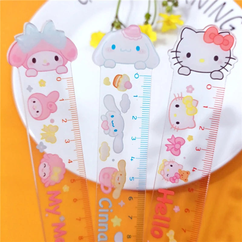 My Melody Kuromi Hello Kitty Double Layer Ruler Acrylic Pen Bag - Cyprus