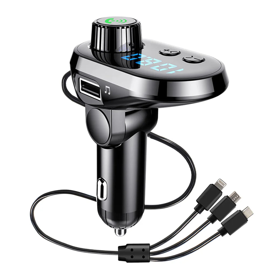 Bluetooth 5.0 Car Handsfree FM Transmitter with USB Charger & LCD Display