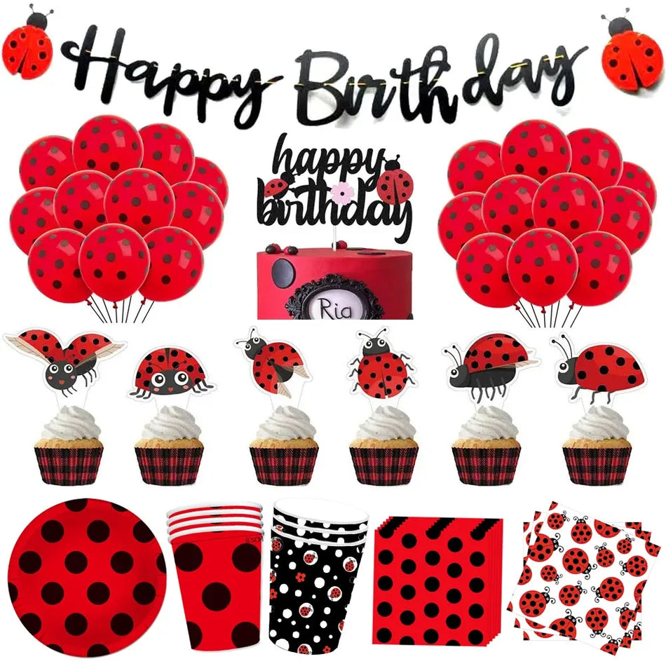 🔵 Ladybug Cupcake Topper Picks for Kids Birthday Party Decoration - Cyprus