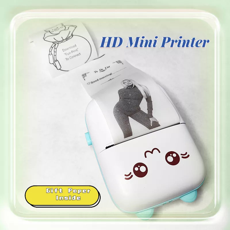 HD Mini Pocket Printer Xmas Gifts for Kids Portable Thermal Sticker Paper for Photos/Receipts/Notes/Lists/Label/Memo/Christmas