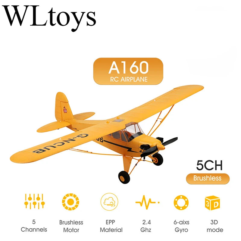 Wltoys A160 J3-CUB RTF 2.4G Avion RC Brushless – Prêt à Voler 