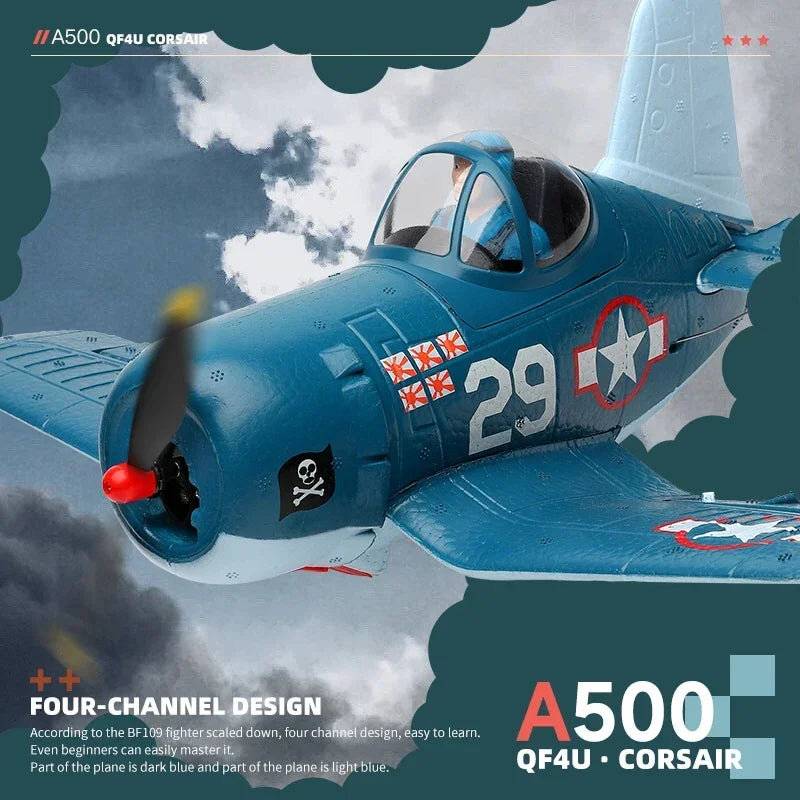 Avion de chasse RC WLtoys A500 QF4U à 4 canaux avec doubles batteries 