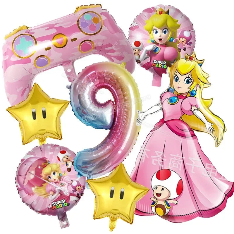 🔵 Princess Peach Aluminium Foil Αριθμός Μπαλόνια σετ - Super Mario Bros Δώρο - Κύπρο