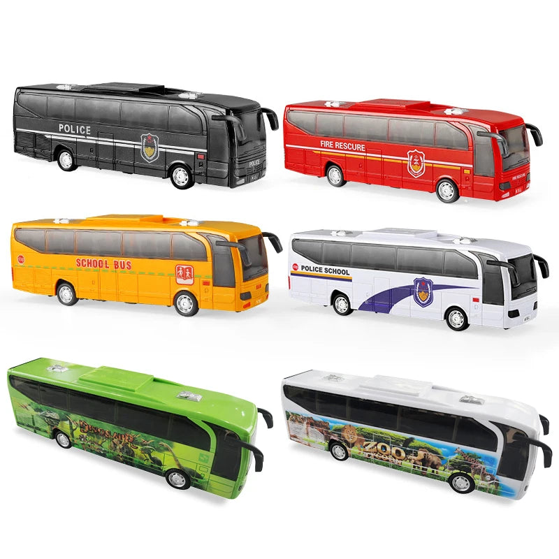 🔵 Children's School Bus Toy Model Simulation Inertial Bus Police School Bus Bus Light Car Toys for Boys Toy Gift Model Kids Gifts