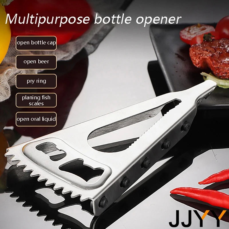 Multifunctional Beer Can Opener Cola Cans Bottle Opener Fish Scale Scraper Non-Slip Beer Beverage Cola Wine Utensils Home Tool