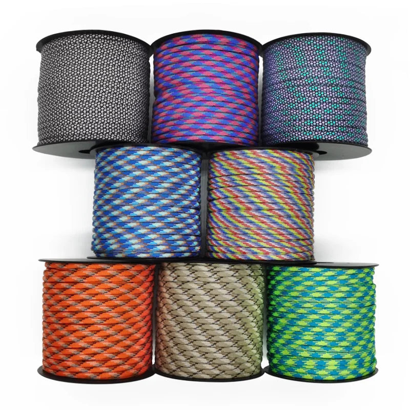 50/100m 7Core Umbrella Rope 550 Στρατιωτικό 4mm υπαίθρια πολυεστέρα αλεξίπτωτο σχοινί κάμπινγκ επιβίωση ομπρέλα σκηνή ομπρέλα