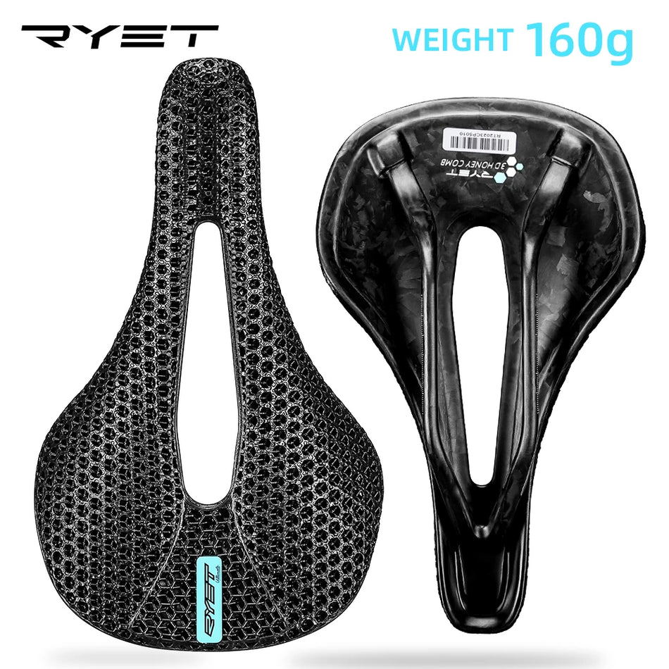 RYET 3D Printed Bike Carbon Saddle 140mm 143mm Super Light Road MTB Racing Saddles Bicycle Seat Cushion Cycling Seating Parts