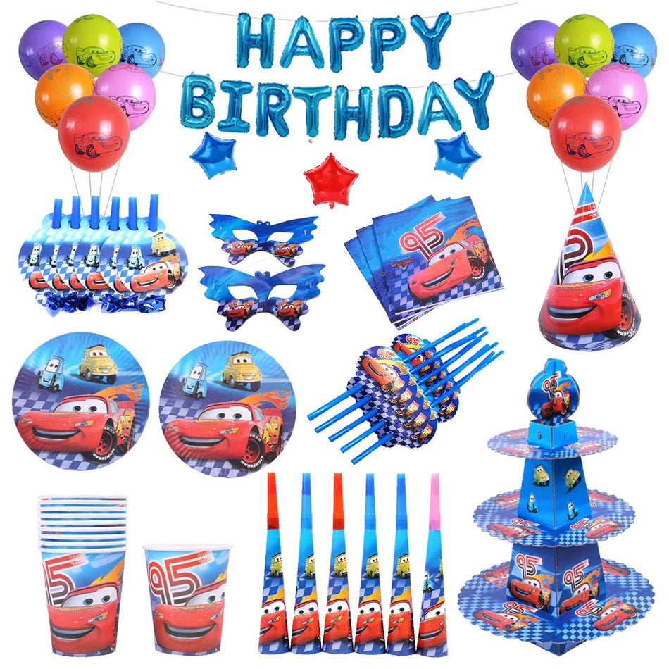 🔵 Lightning McQueen Cars Theme Party Party Supply Swardware Set - Кипр