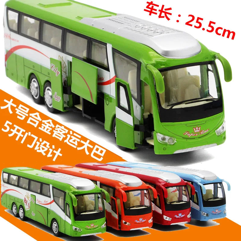 🔵 Passenger Bus Model Simulation Alloy Pull Back Car Model Birthday Present Children's Toys Diecast Car Educational Toys For Boys