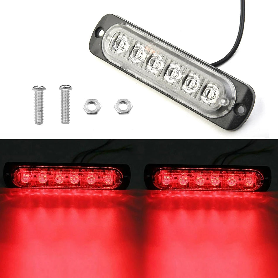 DC 12-24V 18W Red 6LED Η ασφάλεια φορτηγών αυτοκινήτου επείγουσα πάντα φωτεινό φως λαμπτήρα εξωτερική λυχνία LED φωτός οπίσθιου πλευρικού φωτός φρένων φωτός εξαρτημάτων