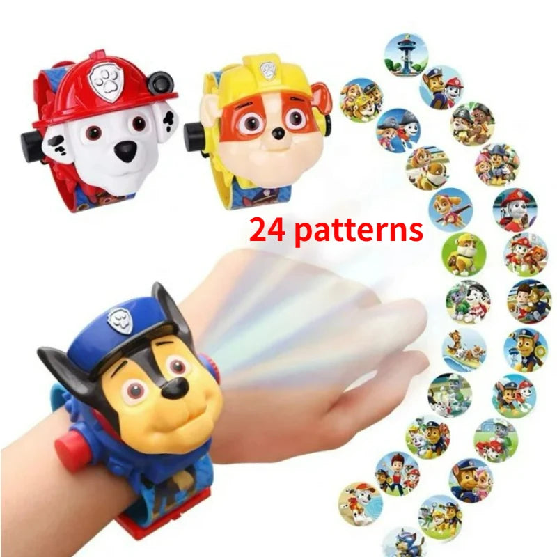 🔵 Paw Patrol 3D Projection Children Digital  Watch Cartoon Dog Marshall Chase Puppy Patrulla Anime Figure Toy Kids X-mas Gifts
