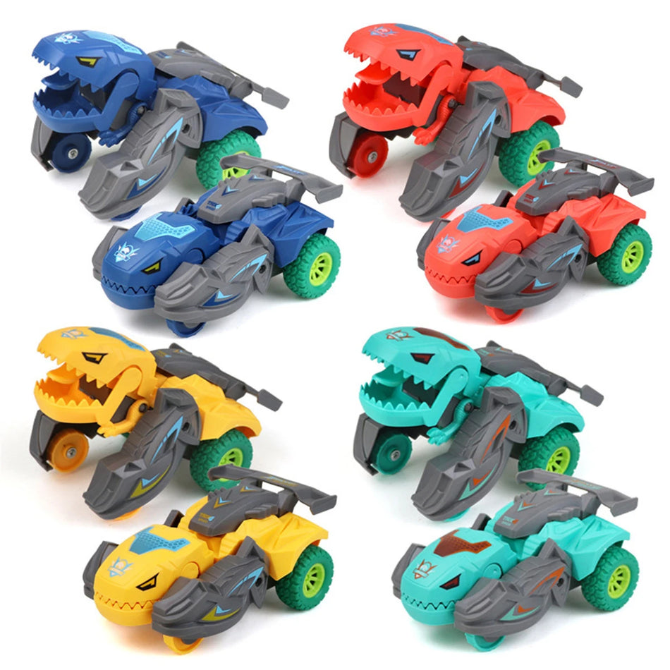 Dinosaurierauto Deformation Car Toys Inertial Gleiten One -Stuf -Aktion Kollision transformieren Mini Tyrannosaurus Rex Fahrzeuge Spielzeugkinder