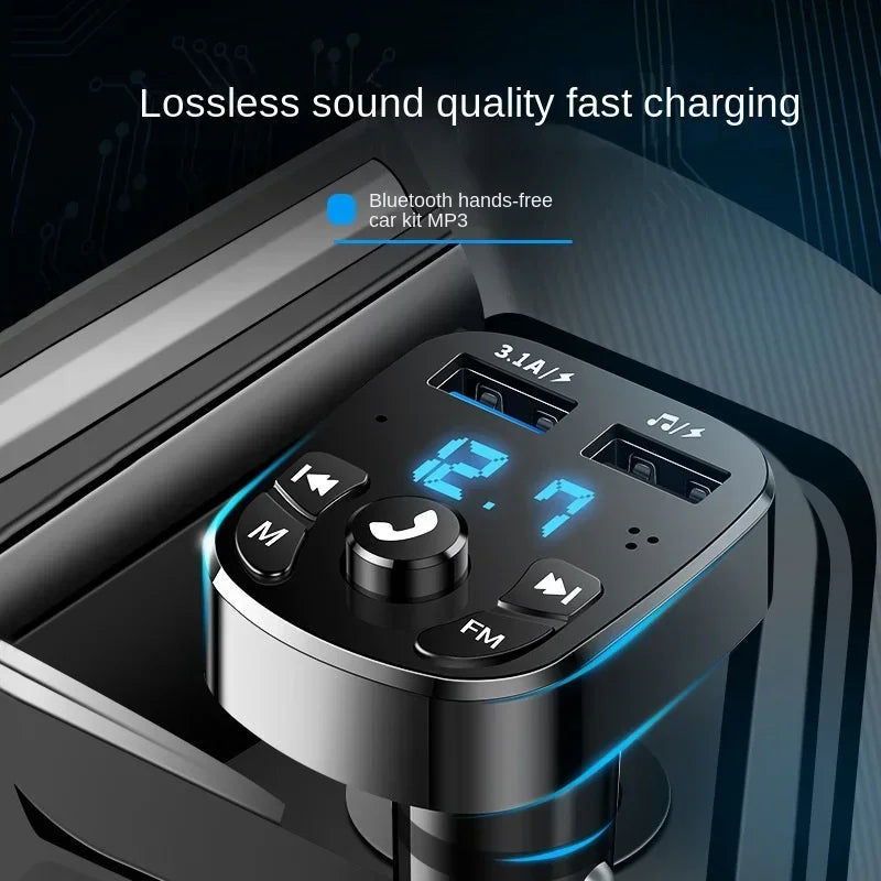 CAR BLUETOOTH Συμβατό μουσικό προσαρμογέα FM Transmitter Ireceiver Kit Mp3 Audio Player Handsfree 3.1A USB Fast Charger