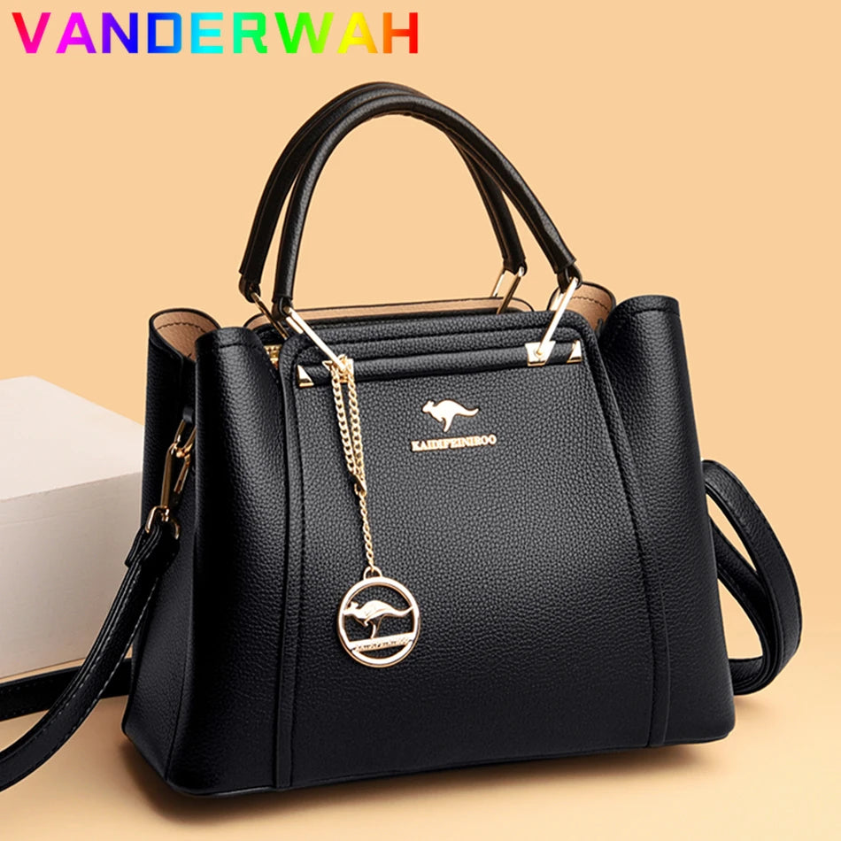 VANDERWAH Soft Leather Luxury Tote Handbag for Women