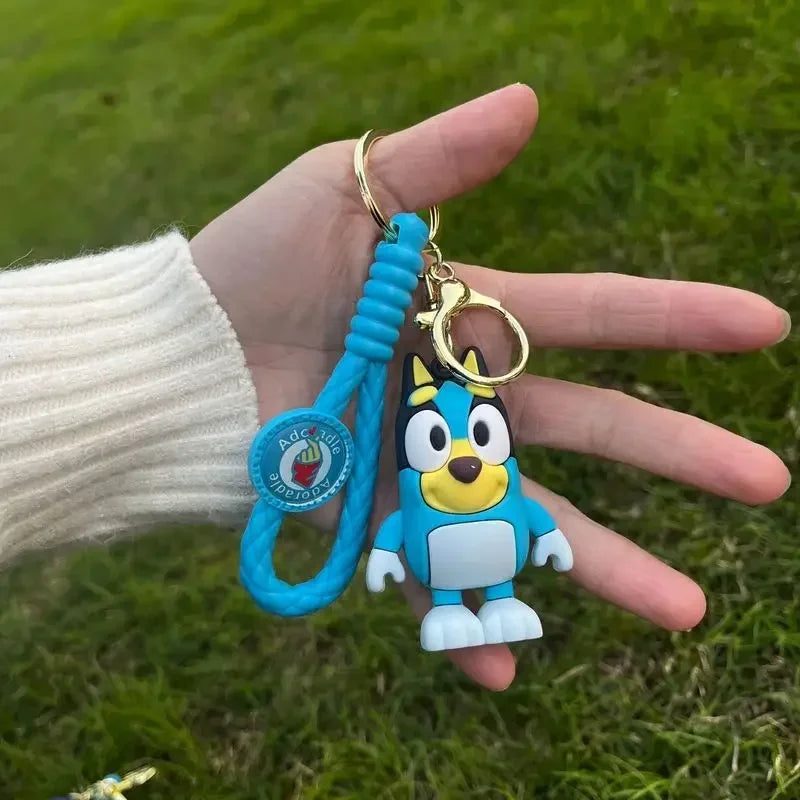 🔵 Yeni çizgi film mavisi aile bebek yaratıcı araba zinciri anahtarlık çanta çanta çantası çift zarfı zekâlı hediye çocuklar sırt çantası kolye hediyeleri