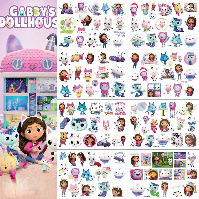 🔵 Gaby's Toy House Tattoo Stickers Waterproof Cute Sticker Anime Birthday Party Supplies Decoration For Kids Women Men Gift