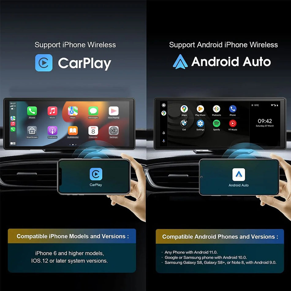 Reproductor multimedia de 6.86 pulgadas con CarPlay inalámbrico y Android Auto de JIUYIN 