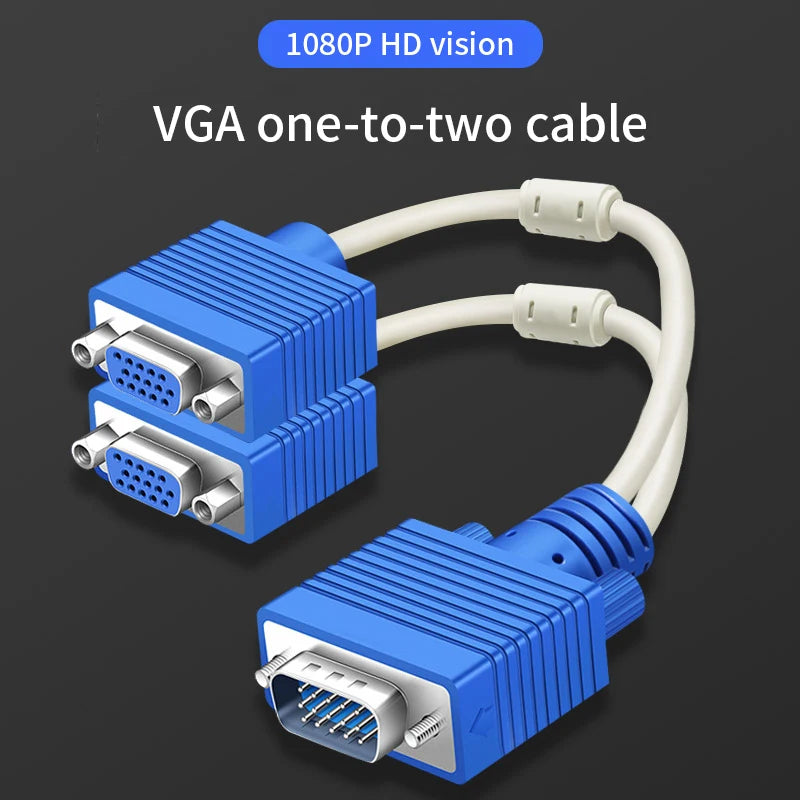 1080P VGA Splitter Cable 1 Male to 2 Female Y Adapter - Cyprus