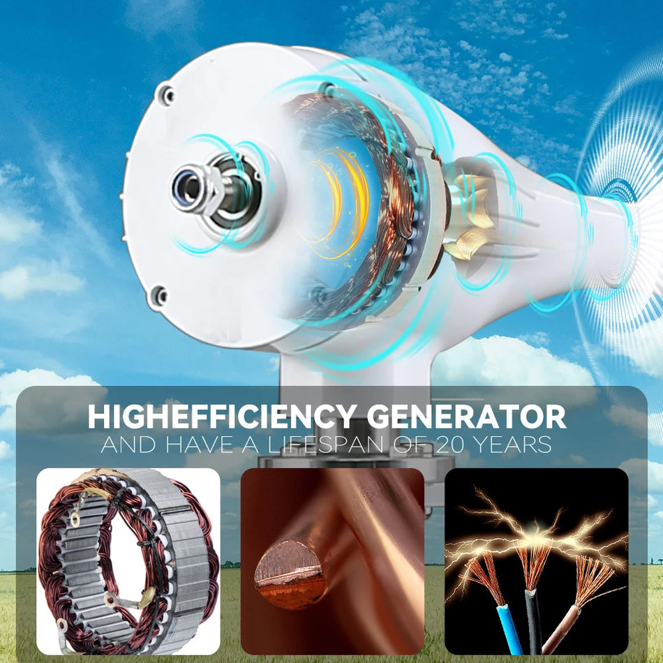 2000W Small Wind Turbine Generator with MPPT/Hybrid Charge Controller for Home Use