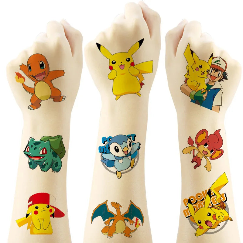 🔵 Pokemon Pikachu Tattoo Stickers & Anime Action Figures - Fun Gift for Kids Birthday Xmas - Cyprus
