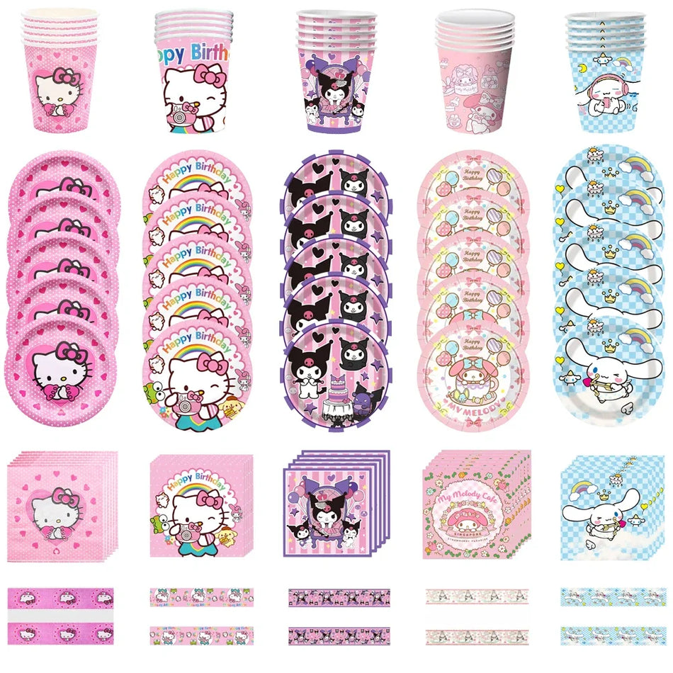 Hello Kitty Kuromi Birthday Party Disposable Tableware Set