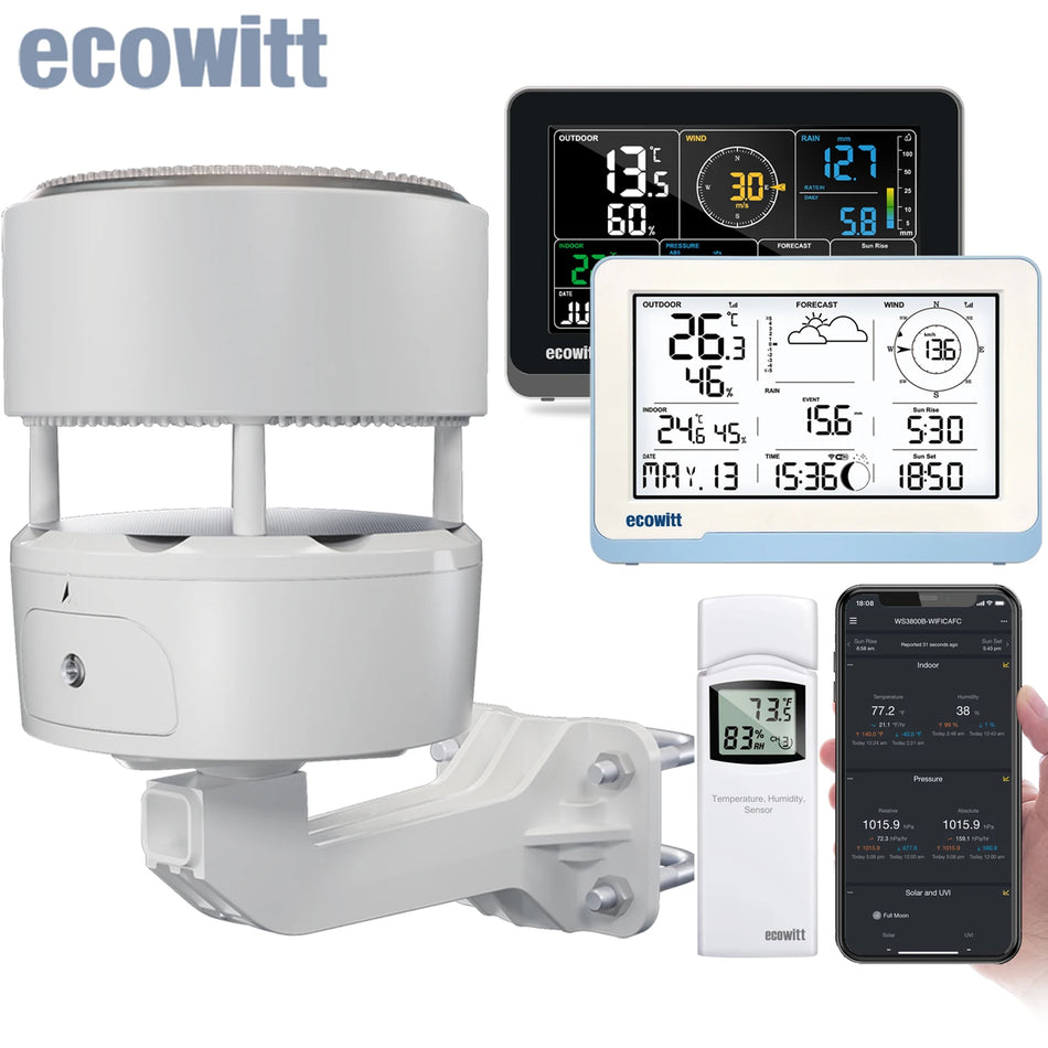 Station météorologique sans fil ECowitt Essense3 avec affichage de 7,5 '' - Système de surveillance météorologique complet