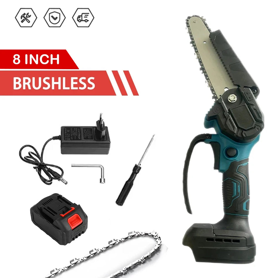 8 Inch Brushless Chain Saw Cordless Handheld Pruning Saw Woodworking Electric Saw Cutting Tool Replacement Fit Makita 20VBattery