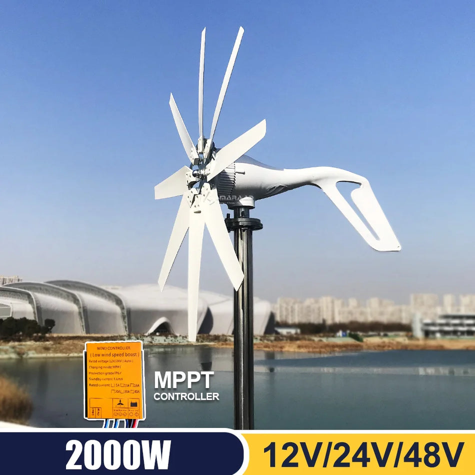 2000W Smaraad Οριζόντιος άξονας γεννήτρια ανεμογεννήτριας για οικιακή χρήση