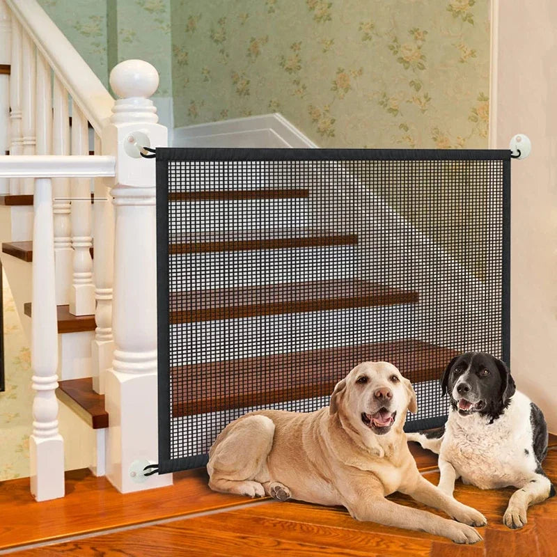 Folding Breathable Mesh Dog Barrier with 4 Hooks for Safety and Isolation