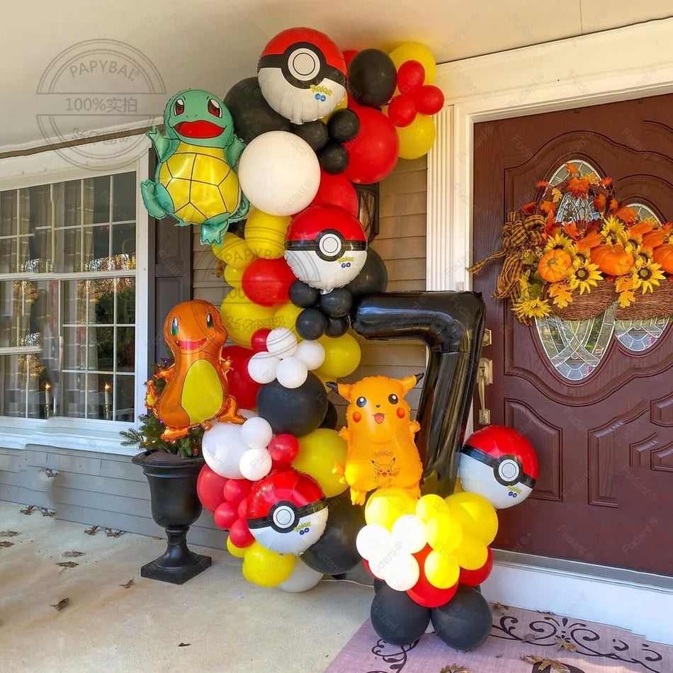 Karikatür Pikachu Tema Balonları Arch Garland Seti - 111pcs - Kıbrıs