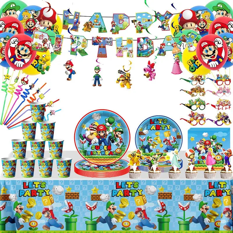 🔵 Süper Mario Doğum Günü Partisi Dekorasyon Malzemeleri - Kıbrıs