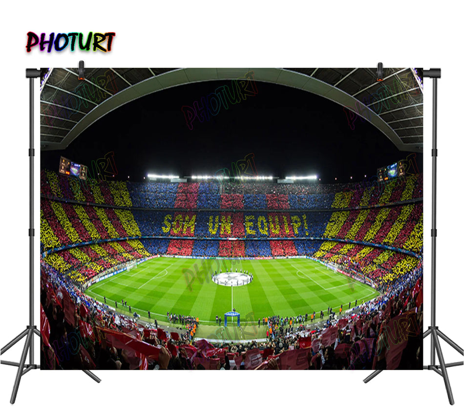 🔵 Barcelona Camp Nou Football Field Vinyl Photography Backdrop - Cyprus