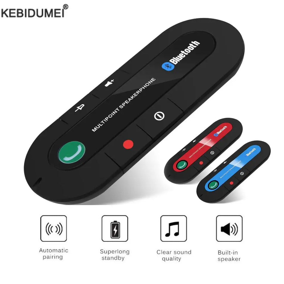 Kebidumei Bluetooth Handsfree Car Kit with Sun Visor Clip