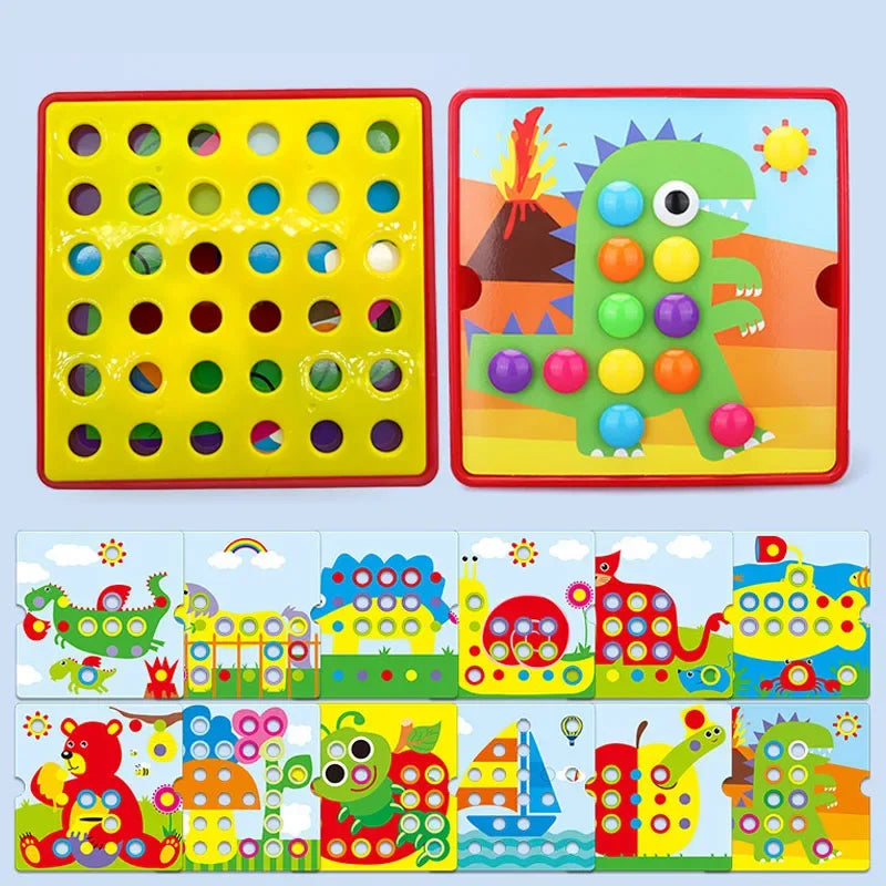 3D -Pilz -Nagel -Puzzle Puzzle Spielzeug Montessori Baby Spielzeug Cartoon Tier Rätsel Spiel Kinder frühe Bildungsspielzeug Kinder Geschenke