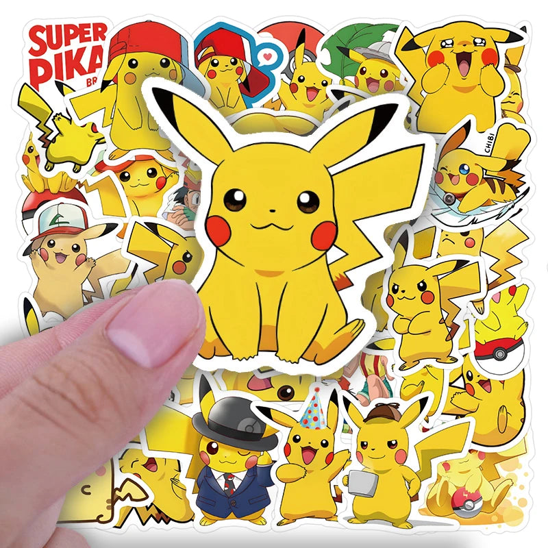 Kawaii Pikachu Anime Stickers Pack - 60 PCS DIY Hediyeleri için Mükemmel - Kıbrıs