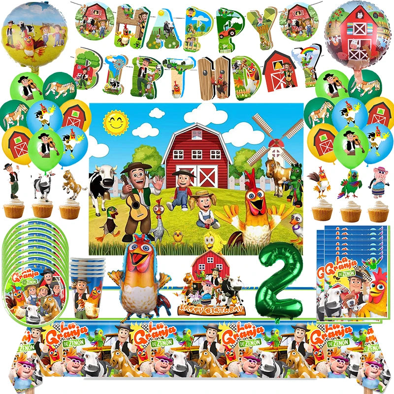 Zenon Farm Ranch Birthday Party Tableware & Balloon Banner - Cyprus