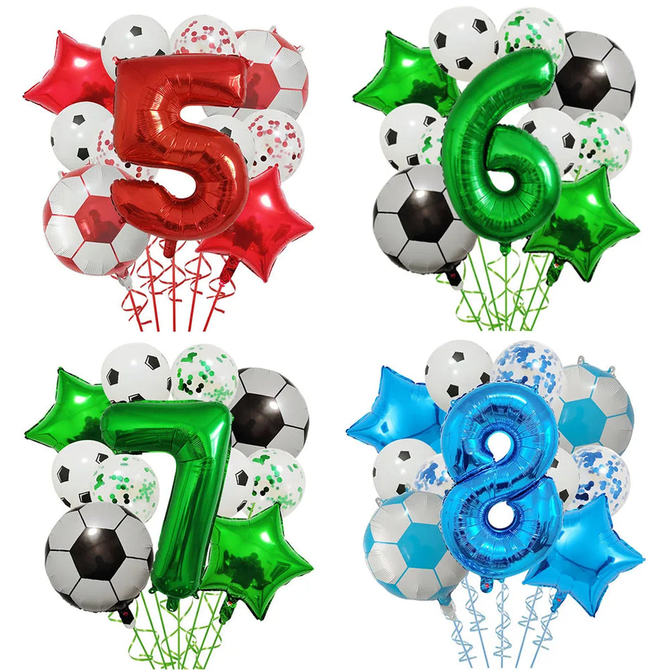 🔵 Футбольные декорации по случаю дня рождения воздушные шары детские мальчики 32 -дюймовый зеленый синий номер Ball Soccer Party Supplies - Кипр
