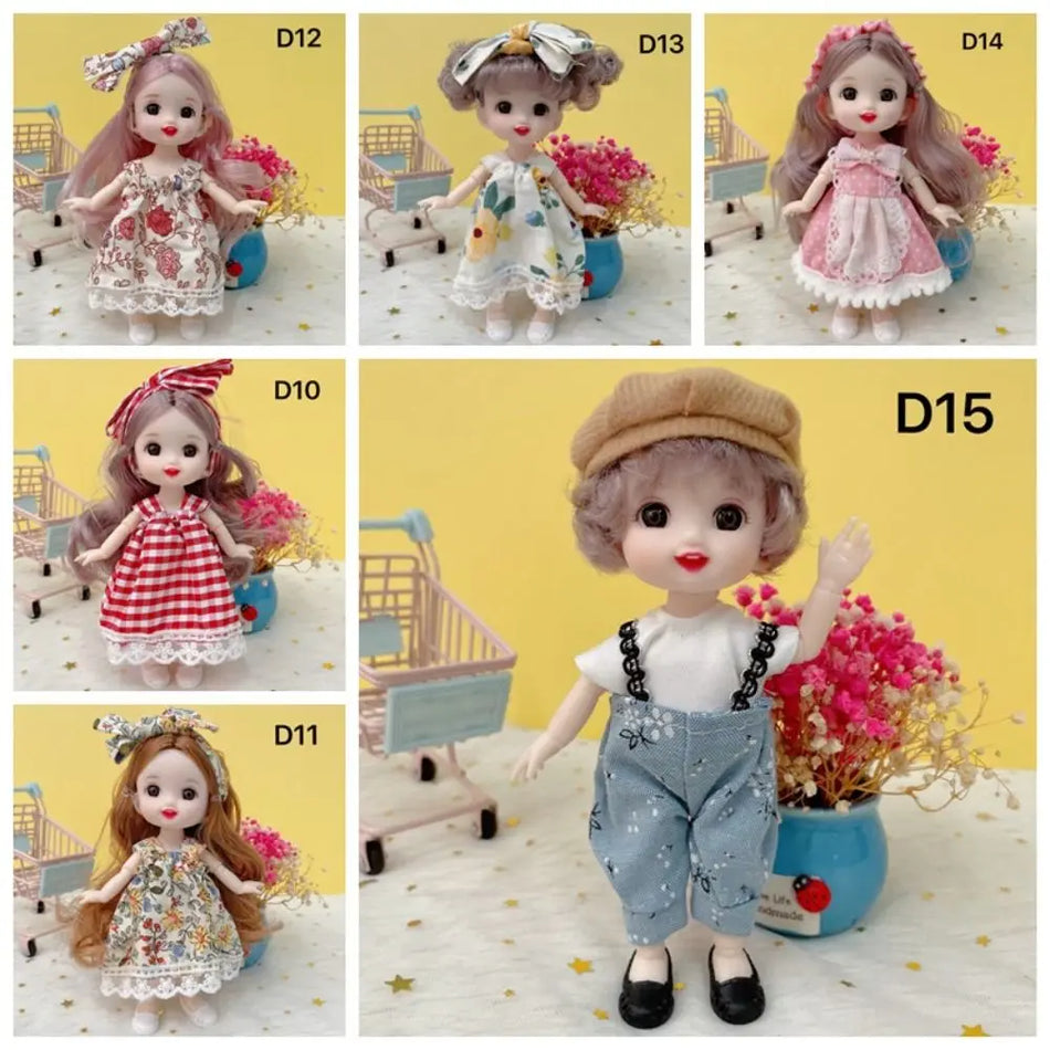 🔵 with Clothes 17cm BJD Doll Play House Toys Dress Up Colorful 1/8 BJD Dolls Cute 17cm Imitation Princess Doll Children Toys