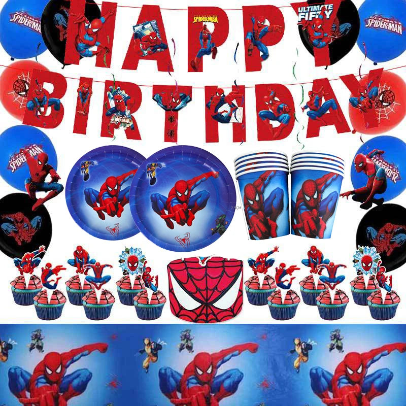 🔵 Disney Spiderman Party Decorations Set - Disposable Tableware for Superhero Kids Birthday Party - Cyprus