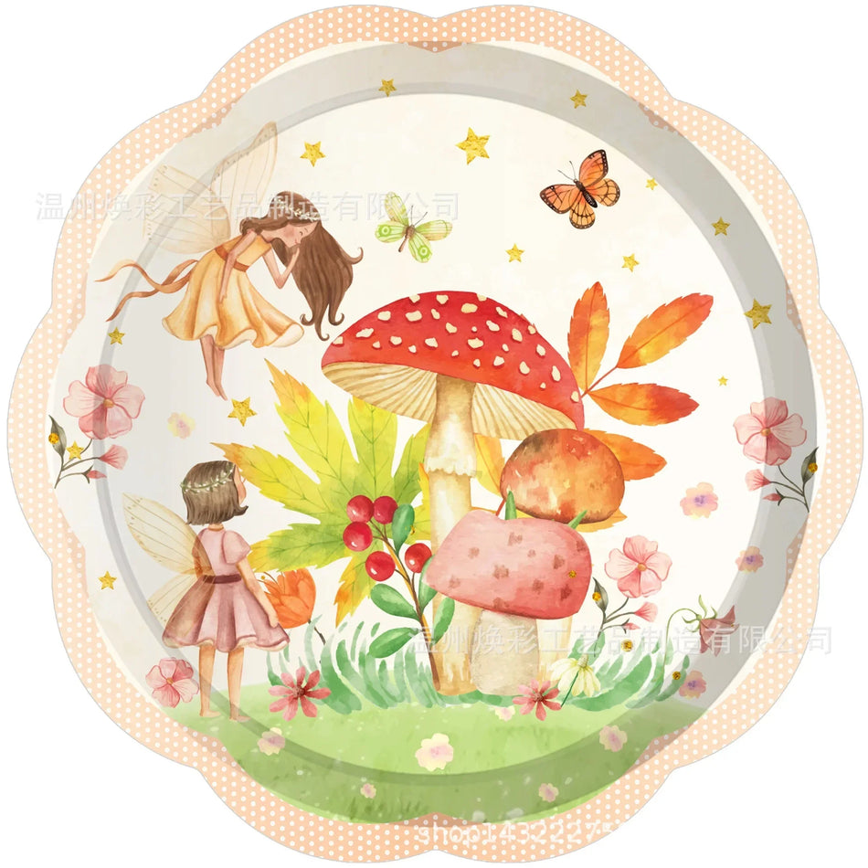 Mushroom Flower Fairy Disposable Tableware Set - Cyprus