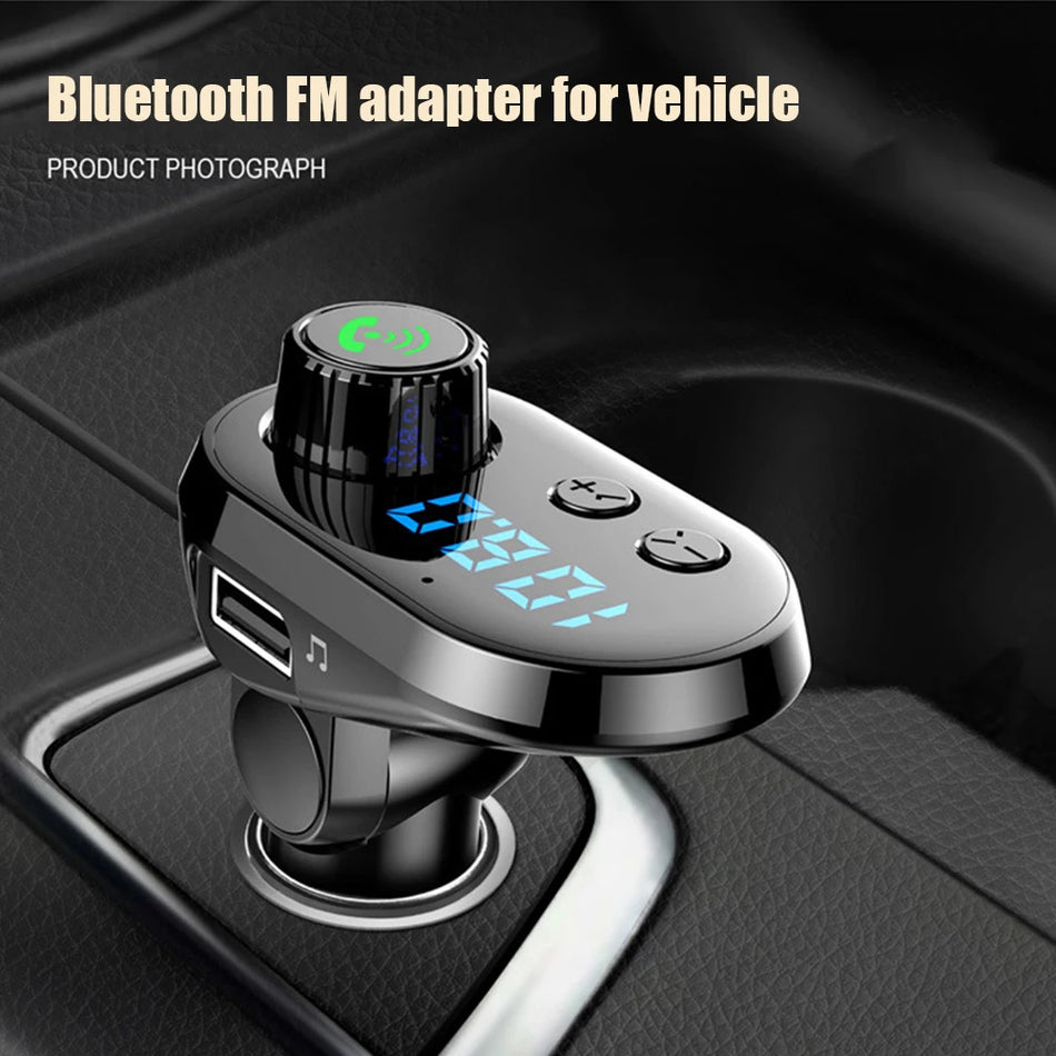 Bluetooth 5.0 Car Handsfree FM Transmitter with USB Charger & LCD Display