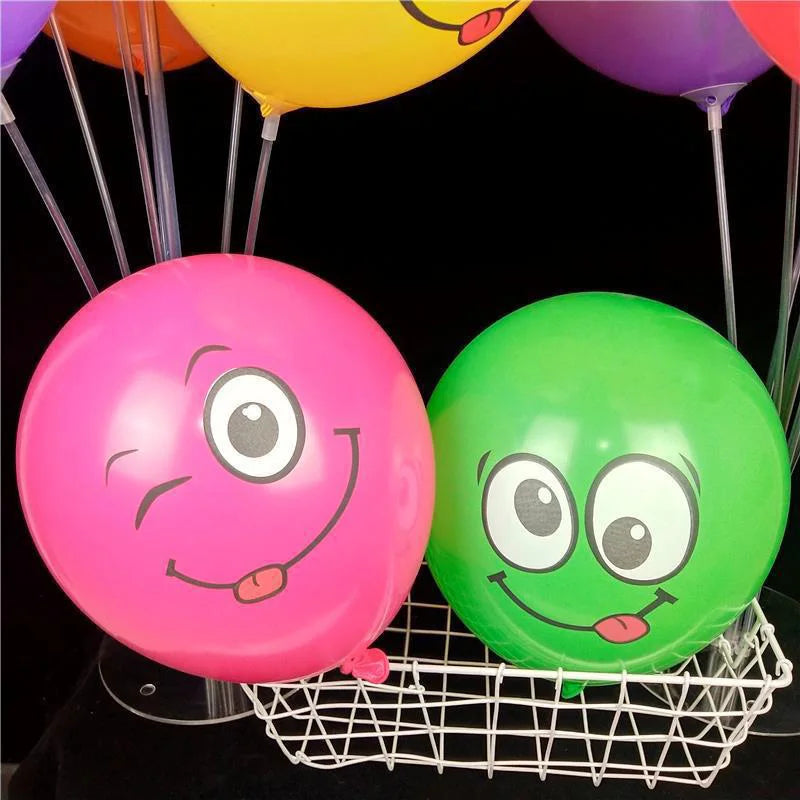 🔵 12pcs 12-inch Smiley Face Latex Balloons - Birthday, Christmas & Baby Shower Decor - Cyprus