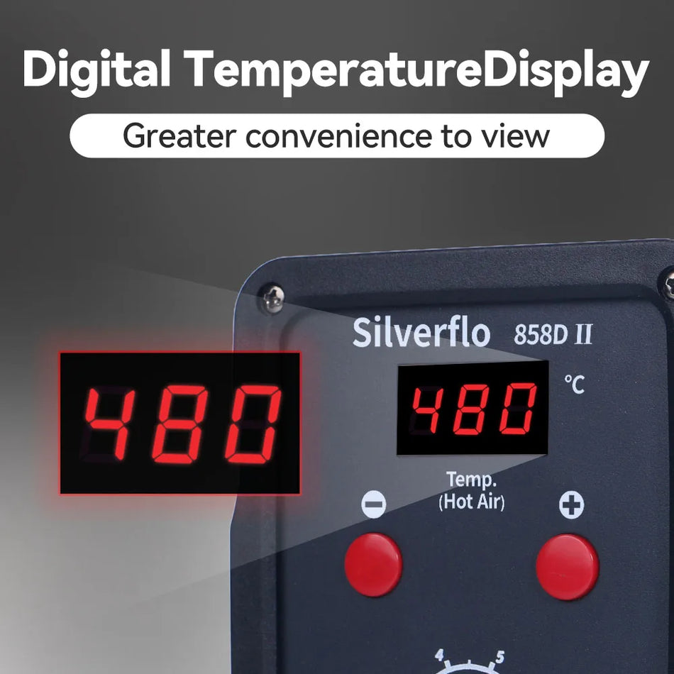 Silverflo 858D-II 700W Станция переработки горячего воздуха с цифровой калибровкой и светодиодным дисплеем